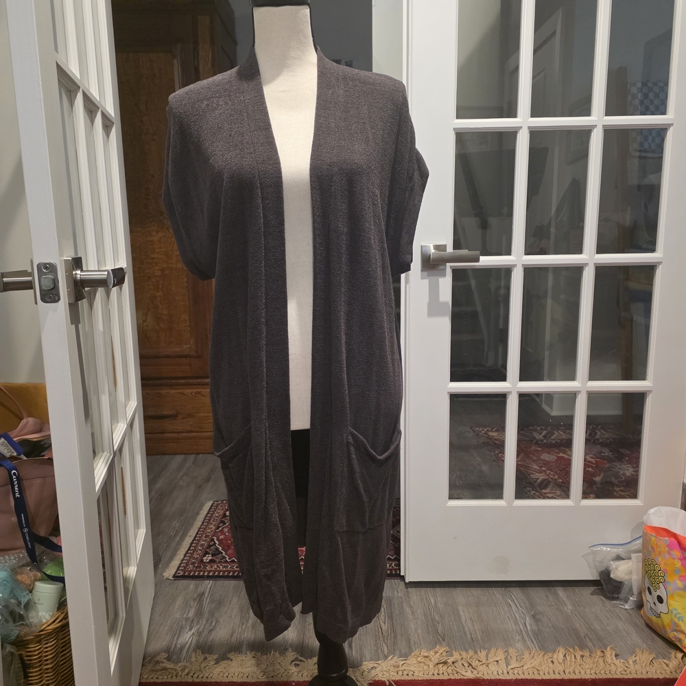 Taupe (Gray/brown) Open Front Barefoot Dreams Cardigan with Pockets